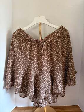 NWOT Women's Boho Brown Floral Drawstring Waist Skort Sz Large